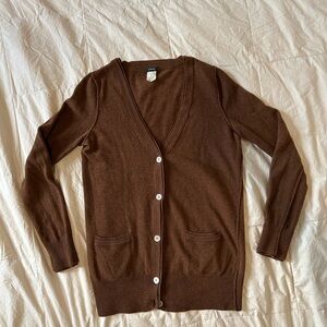 J. Crew Brown Wool Cashmere Women's Cardigan Sweater
